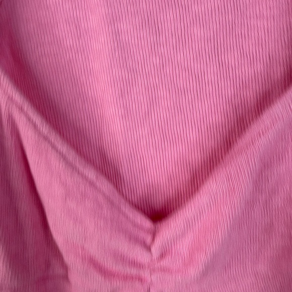 Ecote shirt ruffle trim style pink Vneck fairy hem Fuchsia Sleeveless Blouse - Picture 8 of 12